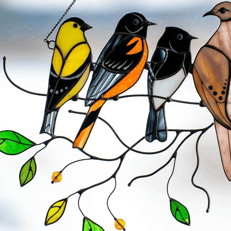 Last Day Special Sale 🐦The Best Gift-Birds Stained  Window  Panel Hangings🎁