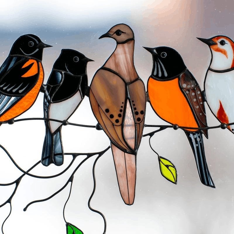 Last Day Special Sale 🐦The Best Gift-Birds Stained  Window  Panel Hangings🎁