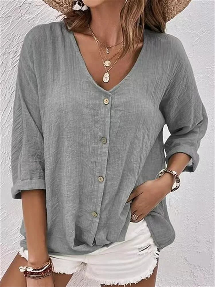 Loose V-neck Pullover Women's Shirt