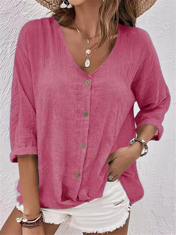 Loose V-neck Pullover Women's Shirt