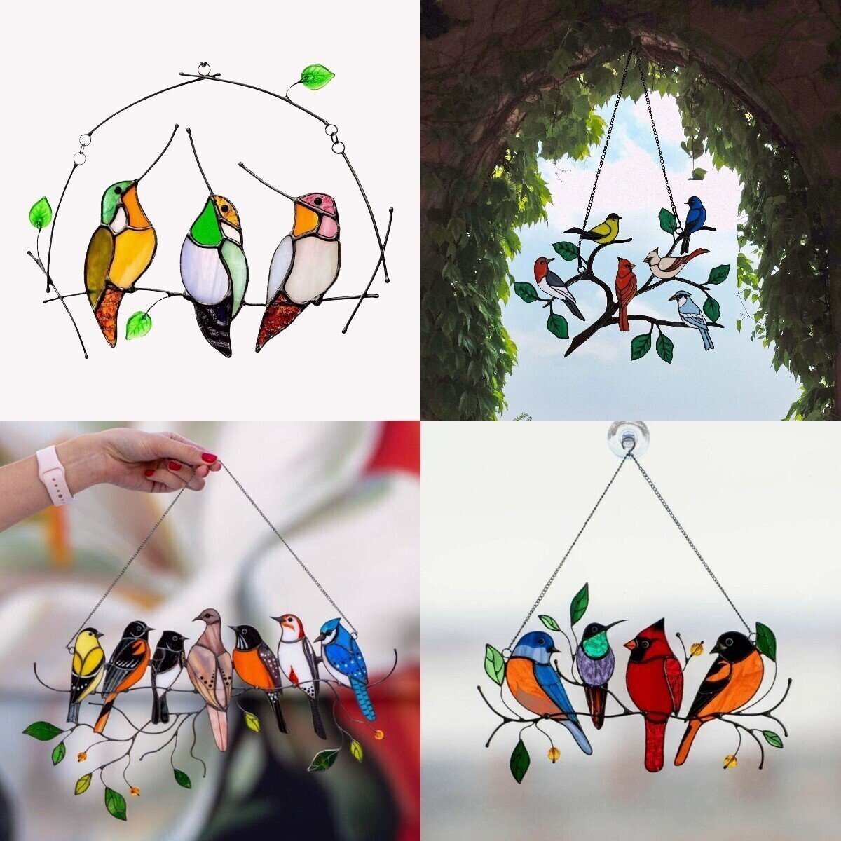 Last Day Special Sale 🐦The Best Gift-Birds Stained  Window  Panel Hangings🎁