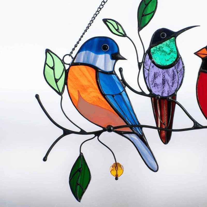 Last Day Special Sale 🐦The Best Gift-Birds Stained  Window  Panel Hangings🎁