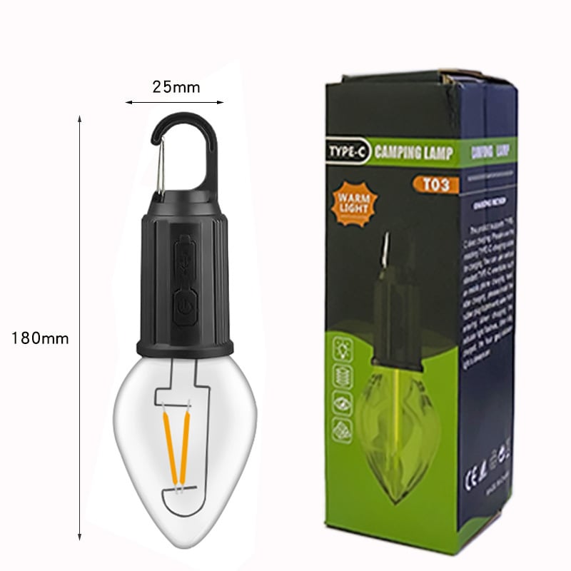 2023 New Outdoor Camping Hanging Type-C Charging Retro Light Bulb Lighting Decoration