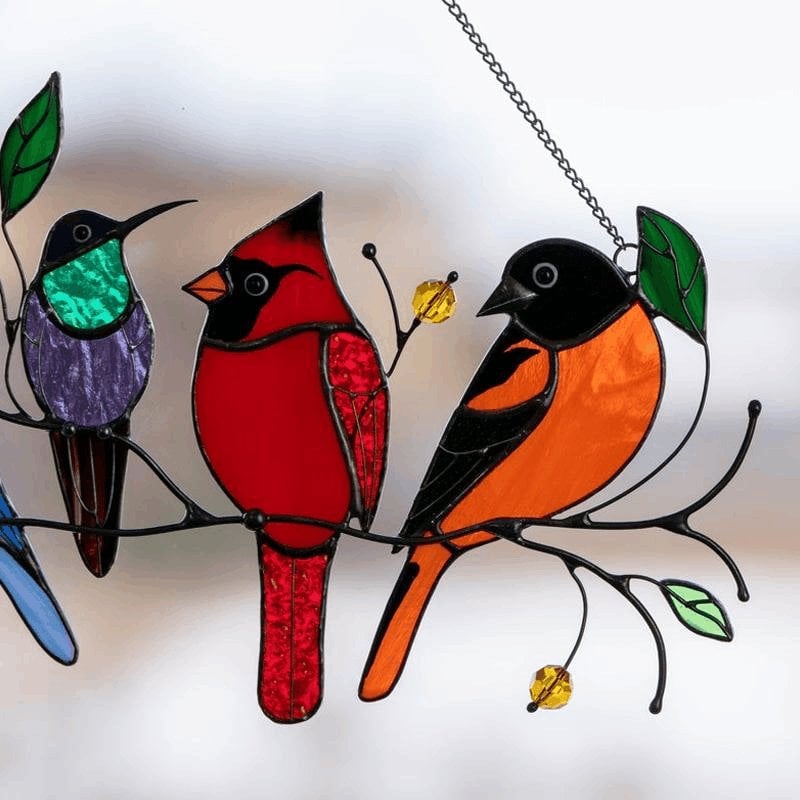 Last Day Special Sale 🐦The Best Gift-Birds Stained  Window  Panel Hangings🎁