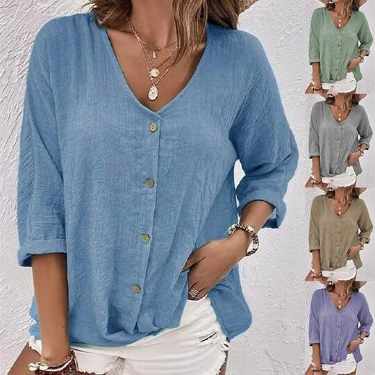 Loose V-neck Pullover Women's Shirt