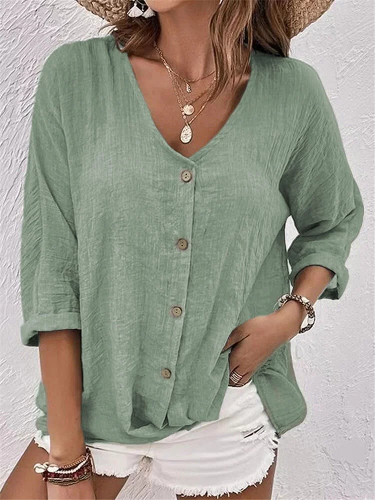 Loose V-neck Pullover Women's Shirt