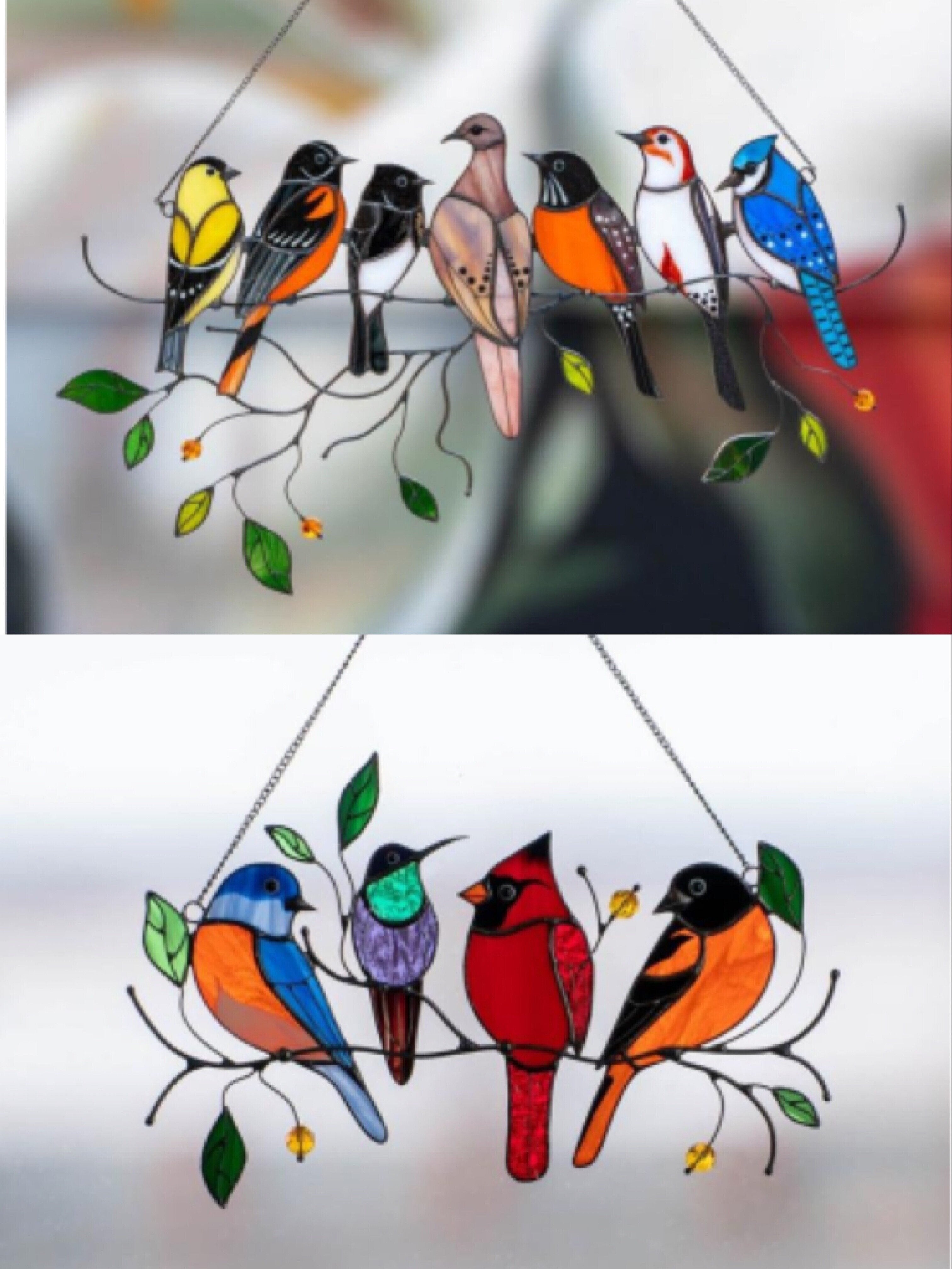Last Day Special Sale 🐦The Best Gift-Birds Stained  Window  Panel Hangings🎁